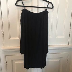 Black Off the Shoulder Textured Dress